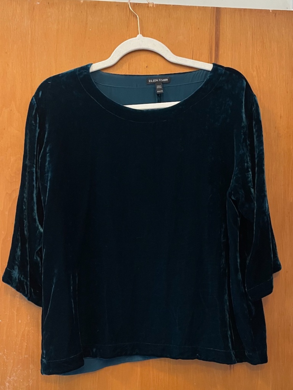 Eileen Fisher Green Velvet Effect Blouse - XXS